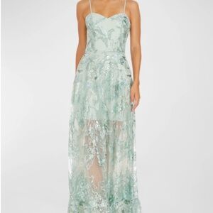 Dress the Population Black Label Anabel Floral Sequin Sweetheart Gown Size 8